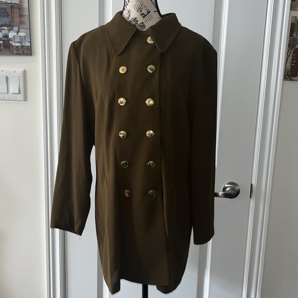 Joseph Ribkoff Pants - Beautiful Vintage Joseph Ribkoff Blazer and Pant Suit Olive with Gold Detailing